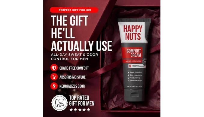 HAPPY NUTS Comfort Cream Deodorant For Men: Anti-Chafing Sweat Defense, Odor Control, Aluminum-Free, Travel Essential, Mens Deodorant & Hygiene Products for Men's Private Parts 3.4 Fl Oz - Original thumbnail 2