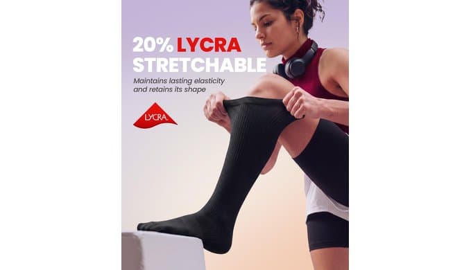 PULIOU Compression Socks for Women Men 15-20 mmHg Easy On Off,2 Pairs thumbnail 2