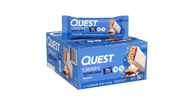 Quest Nutrition Crispy Blueberry Cobbler Protein Bar, 16g Protein, 12 Count thumbnail 1
