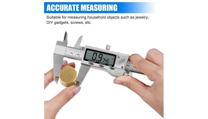Digital Caliper Measuring Tool, Stainless Steel Vernier Caliper Digital Micrometer with Large LCD Screen, Easy Switch from Inch Metric Fraction, 6 Inch Caliper Tool for DIY/Household thumbnail 2