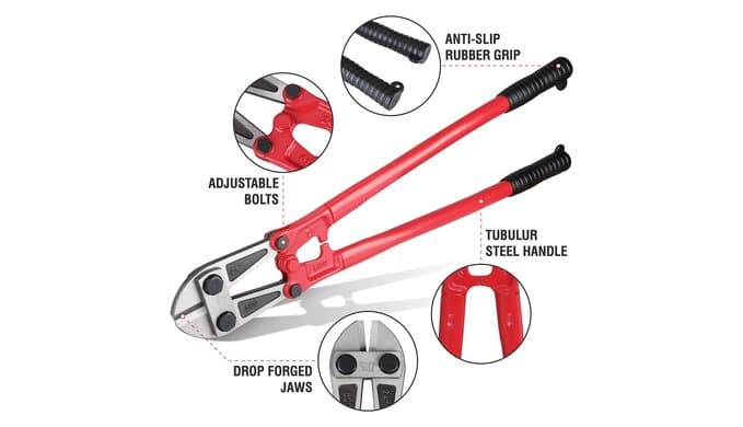 Olympia Tools 24" Bolt Cutter with Drop Forged Alloy Steel and Ergonomic Grip Rubber Handles for for Cutting Fence, Steel Wire, Chain, Screws, Rivet thumbnail 3