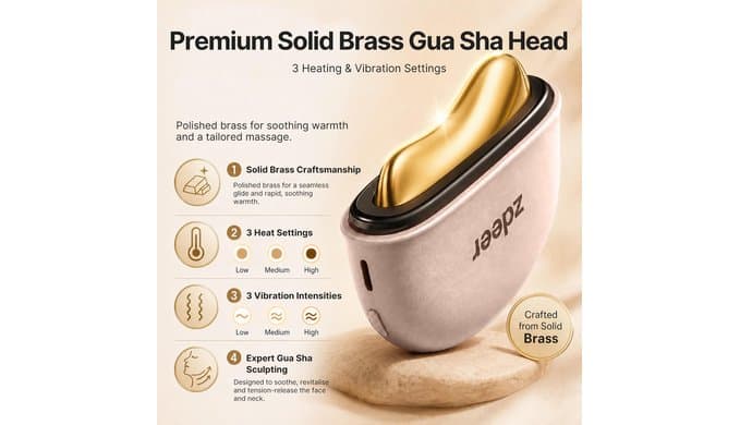 GS5 Electric Heated Gua Sha Tool, Red Light Face Massager, Pink thumbnail 4
