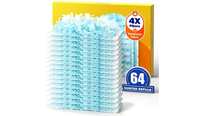 64 Count Duster Refills for Swiffer Duster, Multi-Layer Capture Duster Refills with 4X Microfibers & Nonwovens, Unscented Dusters for Cleaning Home, Furniture, Blinds & Vent (Handle Not Included) thumbnail 1