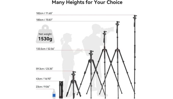 SmallRig 71"/ 180cm Aluminum Camera Ball Head Tripod & Monopod CT-10 thumbnail 2