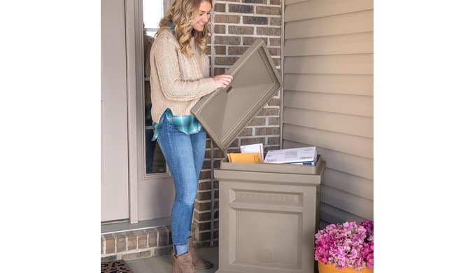 Step2 Express Parcel Delivery Box, Large Outdoor Package Bin with Lid, Weather-Resistant, Mocha thumbnail 2