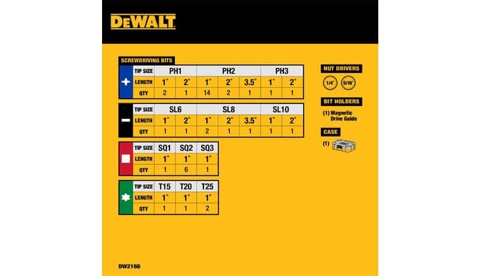 DEWALT Screwdriver Bit Set with Tough Case, 45-Piece (DW2166), Grey/Silver Screwdriving Set with Tough Case thumbnail 2