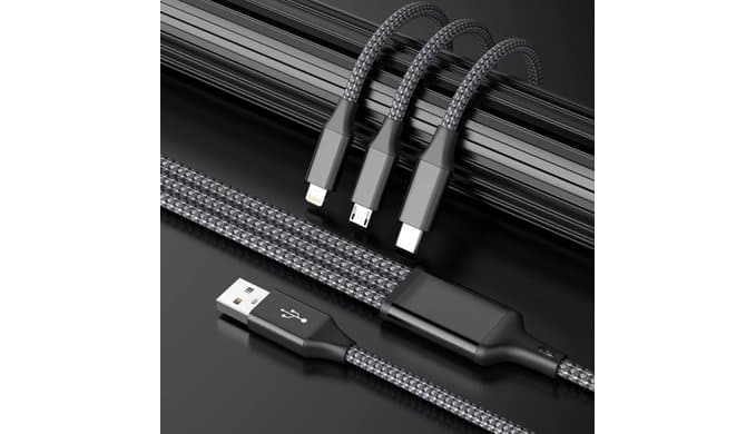 3 IN 1 Multi Charging Cable, Phone Chargers for Multiple Devices, 2Pack 4FT thumbnail 2