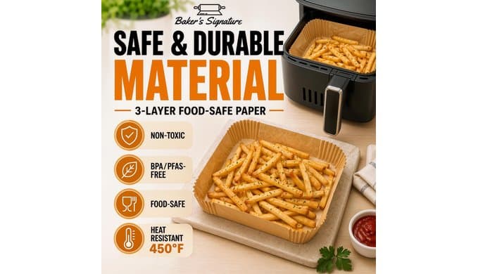 Air Fryer Liners Disposable, Unbleached Parchment Paper Baking Liners thumbnail 4