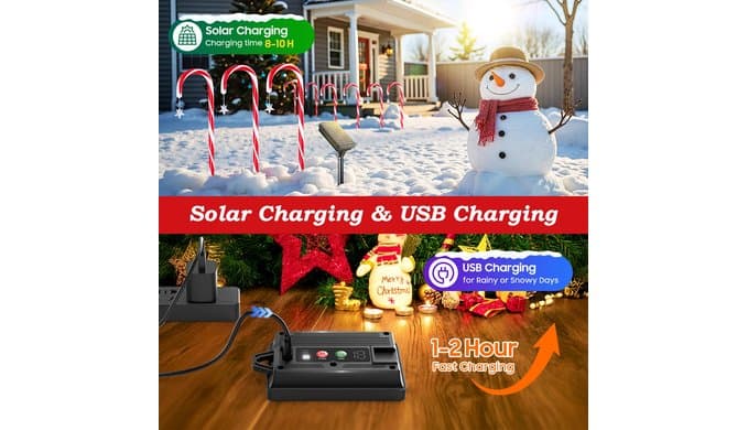 12 Pack Solar Candy Cane Lights Outdoor, Christmas Pathway Lights Decor thumbnail 2