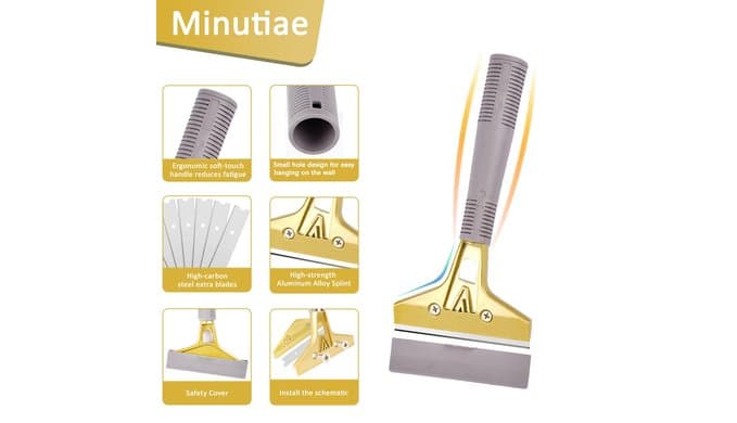 Razor Blade Scraper with 30 PCS Extra Blades and Gloves. thumbnail 3