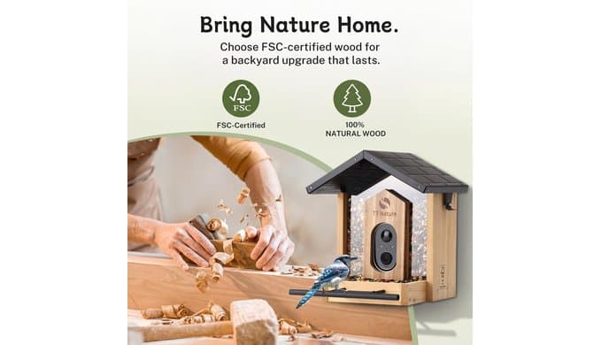 Bird Feeder with Camera, Upgraded 1.5L Smart Birdhouse Al Identify for 10000 Plus Species, Auto Capture & Real-time Notifications, Ideal Gift for Bird Lovers (Iron Roof) thumbnail 3