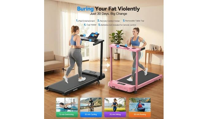 FUNMILY 3.5HP Walking Pad with Incline - Treadmill with Desk & Handle Bar thumbnail 2