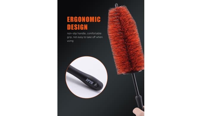 SPTA Car Wheel Cleaning Brush, Premium Detailing Wheel Brush for All Vehicle Types 17.7" Ultra-Soft and Scratch-Free Reusable Rim, Car Detailing Brush Tool for Rims & Tires for Deep Cleaning thumbnail 4
