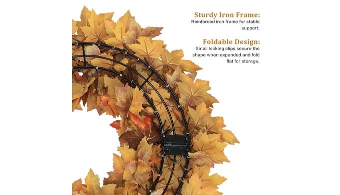 20 Inch Fall Wreaths for Front Door, Maple Leaves Outdoor Wreaths thumbnail 5