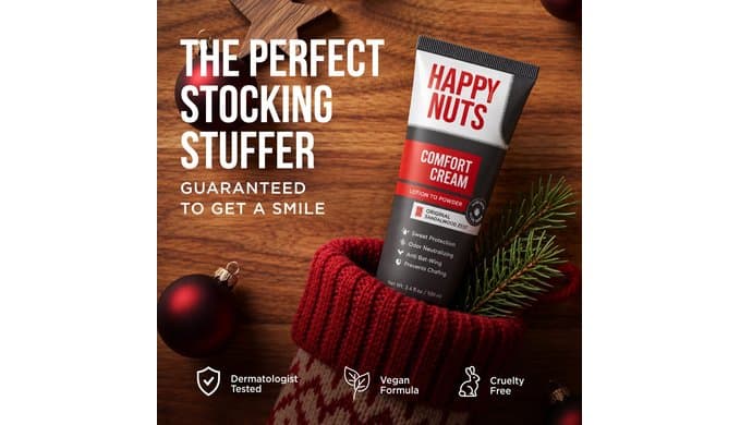 HAPPY NUTS Comfort Cream Deodorant For Men: Anti-Chafing Sweat Defense, Odor Control, Aluminum-Free, Travel Essential, Mens Deodorant & Hygiene Products for Men's Private Parts 3.4 Fl Oz - Original thumbnail 3