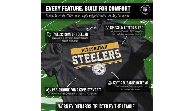 NFL Charcoal T-Shirt for Men and Women - Cotton Blend Tagless Tee thumbnail 3