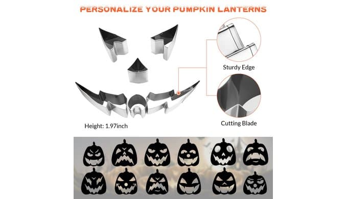 WANNTS Pumpkin Carving Kit Halloween, Safe and Pumpkin Carving Set, DIY Stainless Steel Pumpkin Carving Tools for Halloween Decoration Jack-O-Lanterns, Gift for Halloween(24 Pieces) thumbnail 3