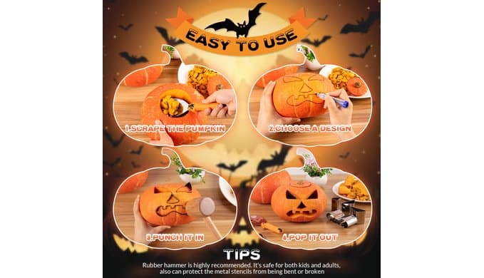 WANNTS Pumpkin Carving Kit Halloween, Safe and Pumpkin Carving Set, DIY Stainless Steel Pumpkin Carving Tools for Halloween Decoration Jack-O-Lanterns, Gift for Halloween(24 Pieces) thumbnail 4