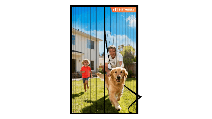 Magnetic Screen Door Mesh, Works for Patio, Sliding Door, Keeps Bug Mosquito Out, Fresh Air Flow, Fits 36" x 80" Door - Curtain Size 38" x 82", Black