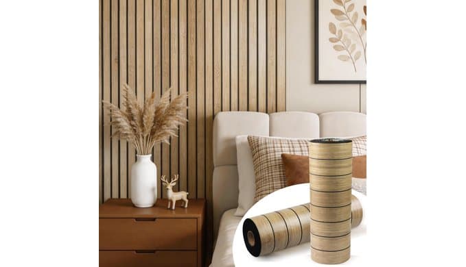 Wood Grain 2 x 15.8"W x 236"L Peel and Stick Wall Panels, 3D Soundproof Oak