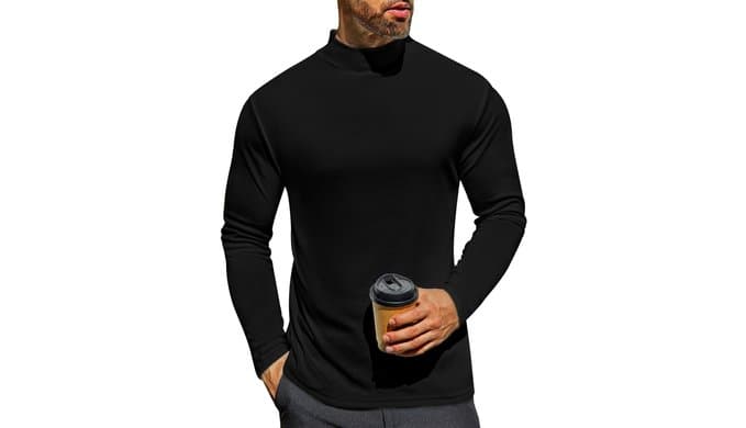 Ekouaer Men's Mock Turtleneck Long Sleeve Turtle Neck Tops Thermal Shirts
