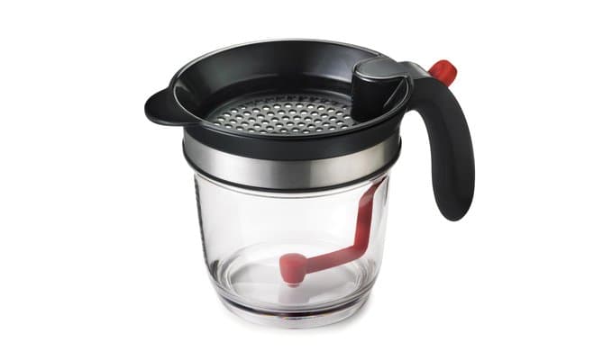 Cuisipro Fat Separator with Bottom Release, Plastic, 4 Cup Strainer with Handle, Grease Strainer Dishwasher Safe, Oil Separator for Kitchen